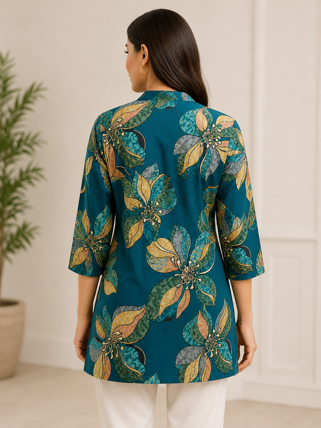 Premium Teal Floral Printed Kurti for Women | Stylish Everyday Wear | Soft & Comfortable